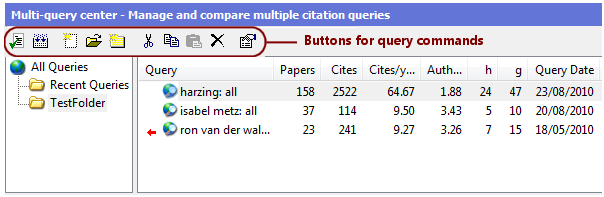 Multi-query toolbar